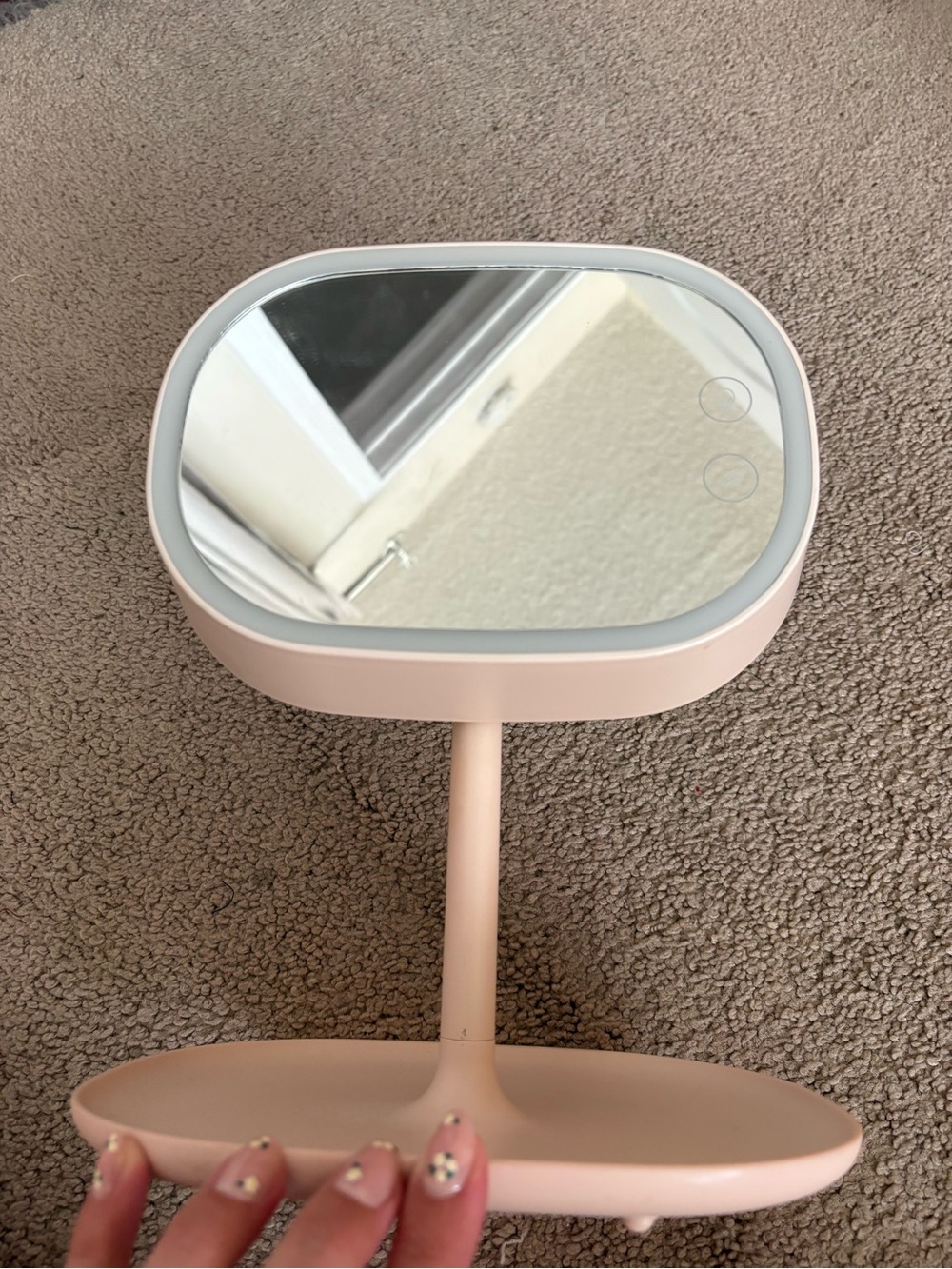 Pink LED Vanity Mirror with Tray - Brand Unspecified